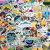 200 Pieces Outdoor Hiking Stickers,Camping Sticker Pack Waterproof Vinyl Travel Nature Decal for Water Bottles lapto Cup Car,