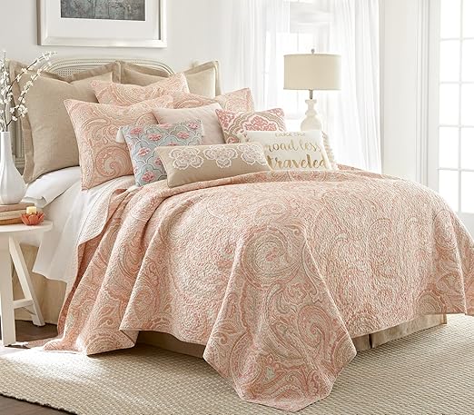 coral color king quilt