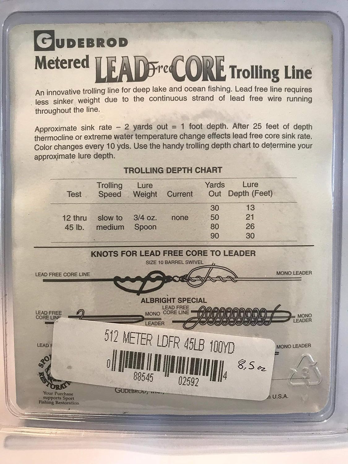 Lead Core Trolling Chart