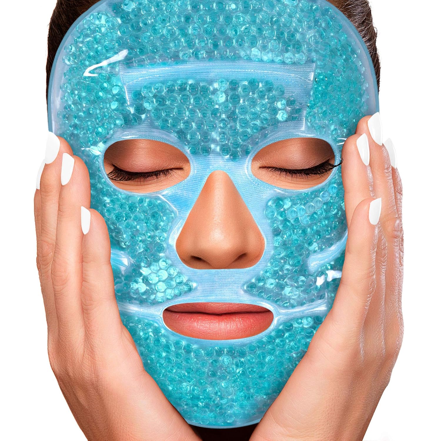 Sofida Cold Hot Gel Face Eye Mask - Reduce Puffy Dark Circles Bags Under Eyes Migraines Stress Relief - Heat Ice Therapy Pack Compress - Sinus Pressure Acne Headaches Relaxation (Blue)