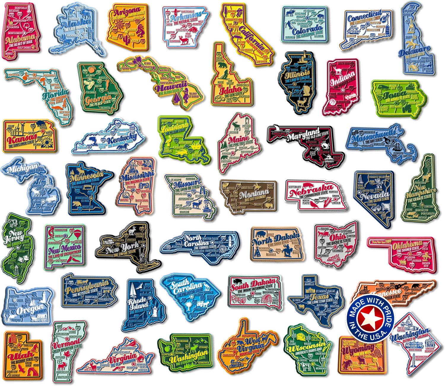 Complete Set of Premium State Map Magnets