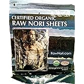 Raw Organic Nori Sheets 50 qty Pack! - Certified Vegan, Raw, Kosher Sushi Wrap Papers - Premium Unheated, Un Cooked, untoaste