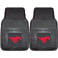 FANMATS 13010 SMU Mustangs 2-Piece Heavy Duty Vinyl Car Mat Set - 17" x 27", Front Row Floor Mats, All Weather Protection, Un