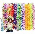 24pcs Leis for Luau Party, Hawaiian Leis Bulk Decorations Silk Flower Necklace, Colorful Tropical Hawaiian Bulk Hula Dance Pa