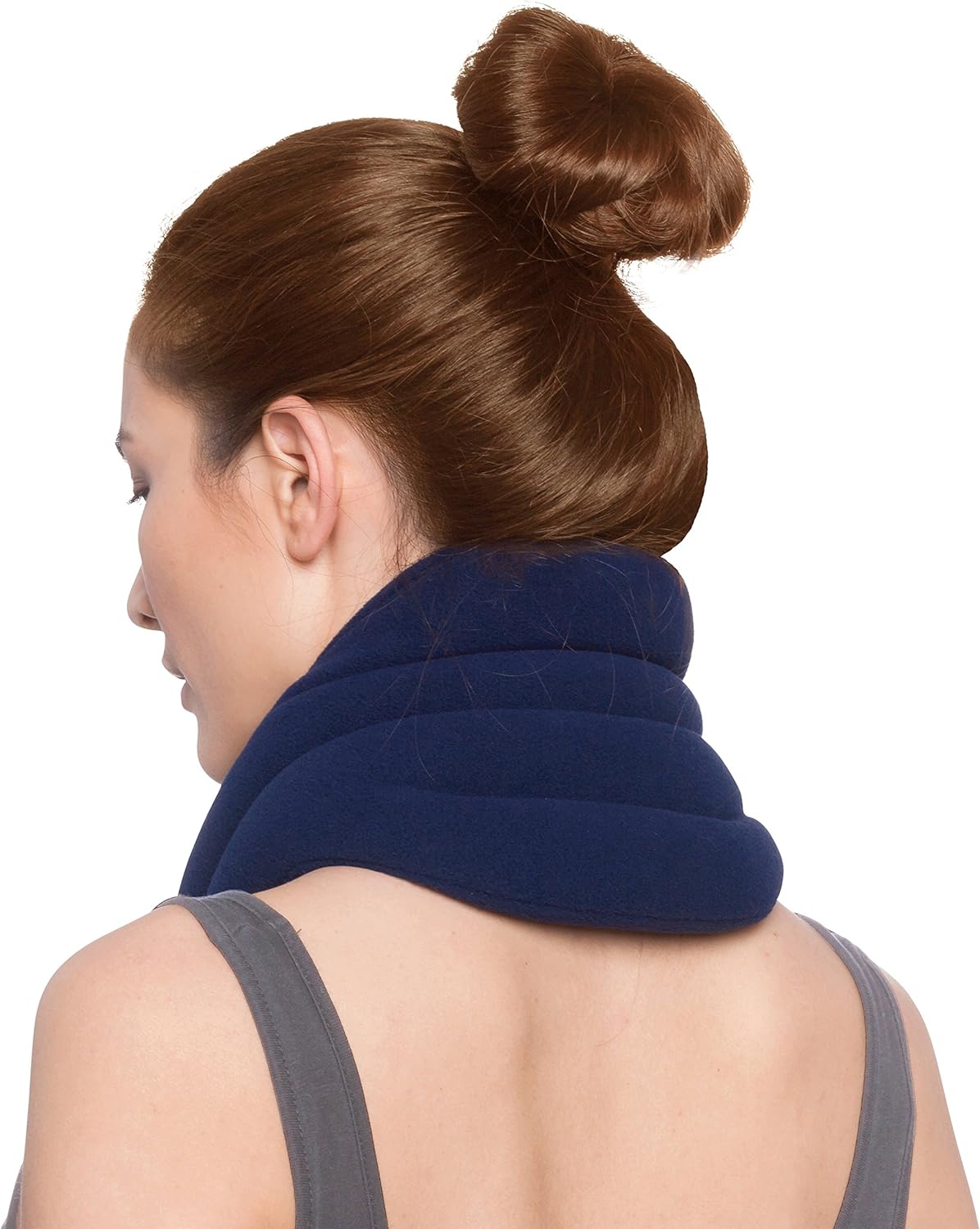 Sunny Bay Hands-Free Neck Heating Wrap: Microwavable Thermal Hot Pack, Heat Therapy Neck Brace for Sore Neck & Shoulder Muscle Pain Relief - Personal, Reusable, Blue