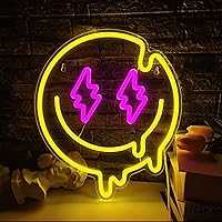 JIARODEY Melting Smile Face Neon Sign Dimmable Melted Smiling Face Neon Signs for Wall Decor Neon Smile Light Signs for Kids 