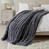 Springtree Home Micro Plush Throw Blanket | Thick Faux Fur Blanket | Grey Throw Blanket | Warm Christmas Blanket | Perfect Th