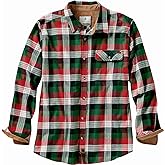 Legendary Whitetails Men's Buck Camp Flannel, Long Sleeve Plaid Button Down Casual Shirt, Corduroy Cuffs