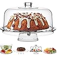 Homeries Acrylic Cake Stand with Lid, Cake Plate, (6 in 1) Multi-Functional Serving Platter, Large Cake Stand with Dome, Cake