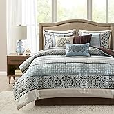 Madison Park Cozy Comforter Set - Luxurious Jaquard Traditional Damask Design, All Season Down Alternative Bedding with Match