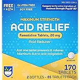 Rite Aid Acid Reducer, Maximum Strength Famotidine Tablets, 20 mg - 2 Bottles, 85 Count Each (170 Count Total), for Heartburn