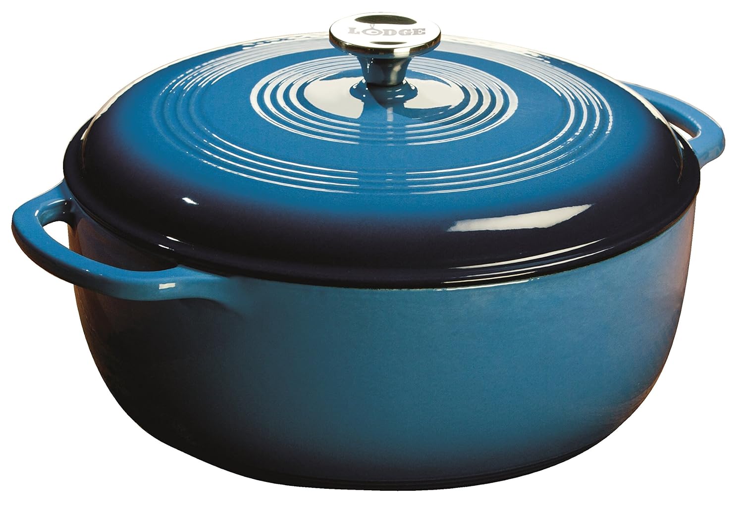 Lodge 7.5 Quart Enameled Cast Iron Dutch Oven. XL Blue Enamel Dutch Oven (Carribean Blue) - EC7D33