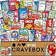 CRAVEBOX Snack Box (50 Count) Valentines Day Variety Pack Gift Care Package Basket Adult Kid Guy Girl Women Men Birthday Coll