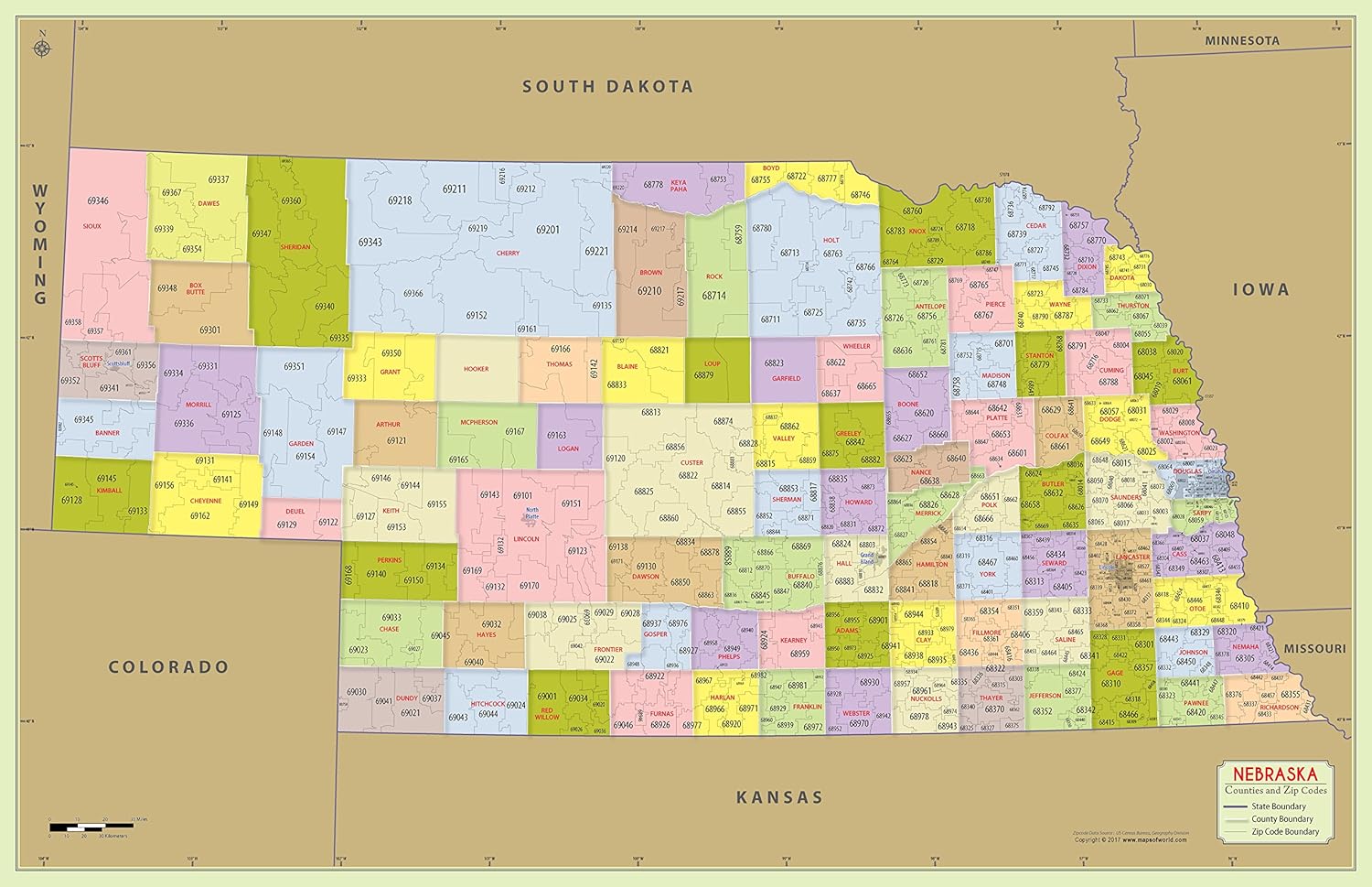 Nebraska Zip Code Map - Zip Code Map