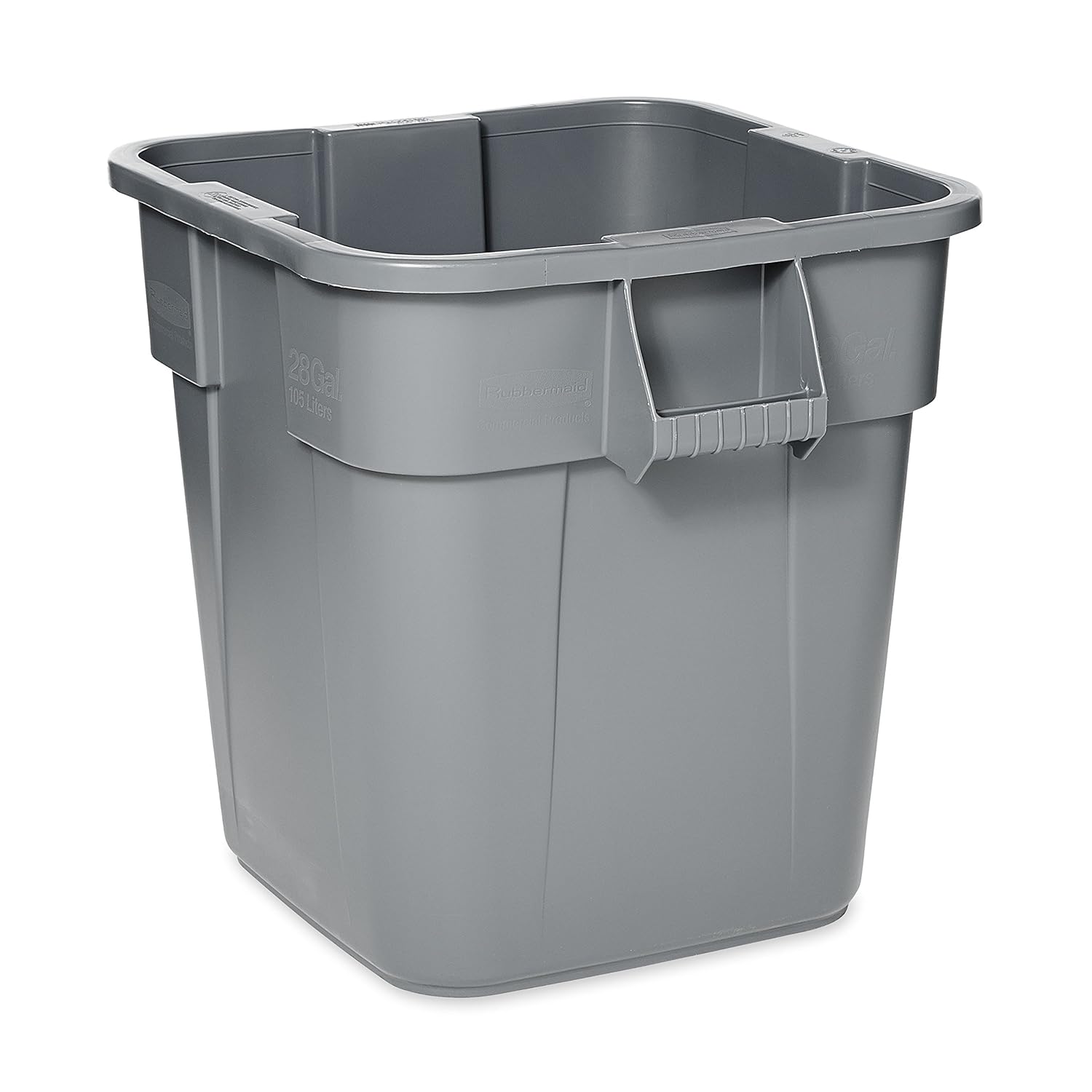 Rubbermaid Commercial Products BRUTE Square Bin Storage Container without Lid, 28-Gallon, Gray (FG352600GRAY)