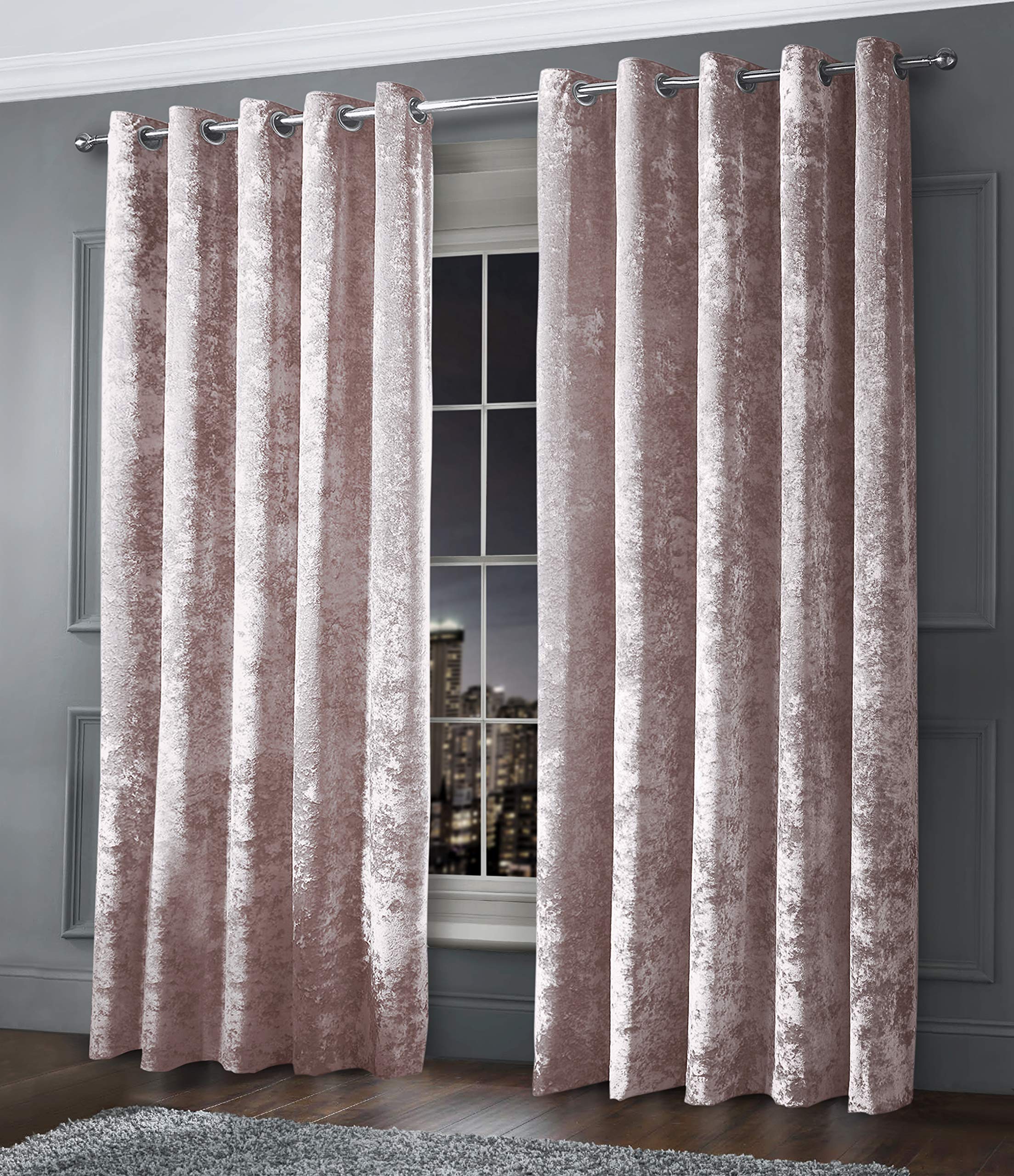 intimates thermal crushed velvet blush pink ringtop pair of curtains 90 wide x 108 drop buy online in luxembourg at desertcart com productid 183888900 white lace window