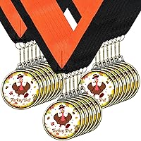 Sasylvia Thanksgiving Turkey Gold Medals 2'' Metal Colorful Turkey Trot Medals with Ribbon Leaves Wreath Turkey Race Medals G