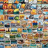 156 Pcs National Parks Sticker Pack, Outdoor Nature Camping Hiking Inspired Waterproof Vinyl Decals for Water Bottles Laptop 