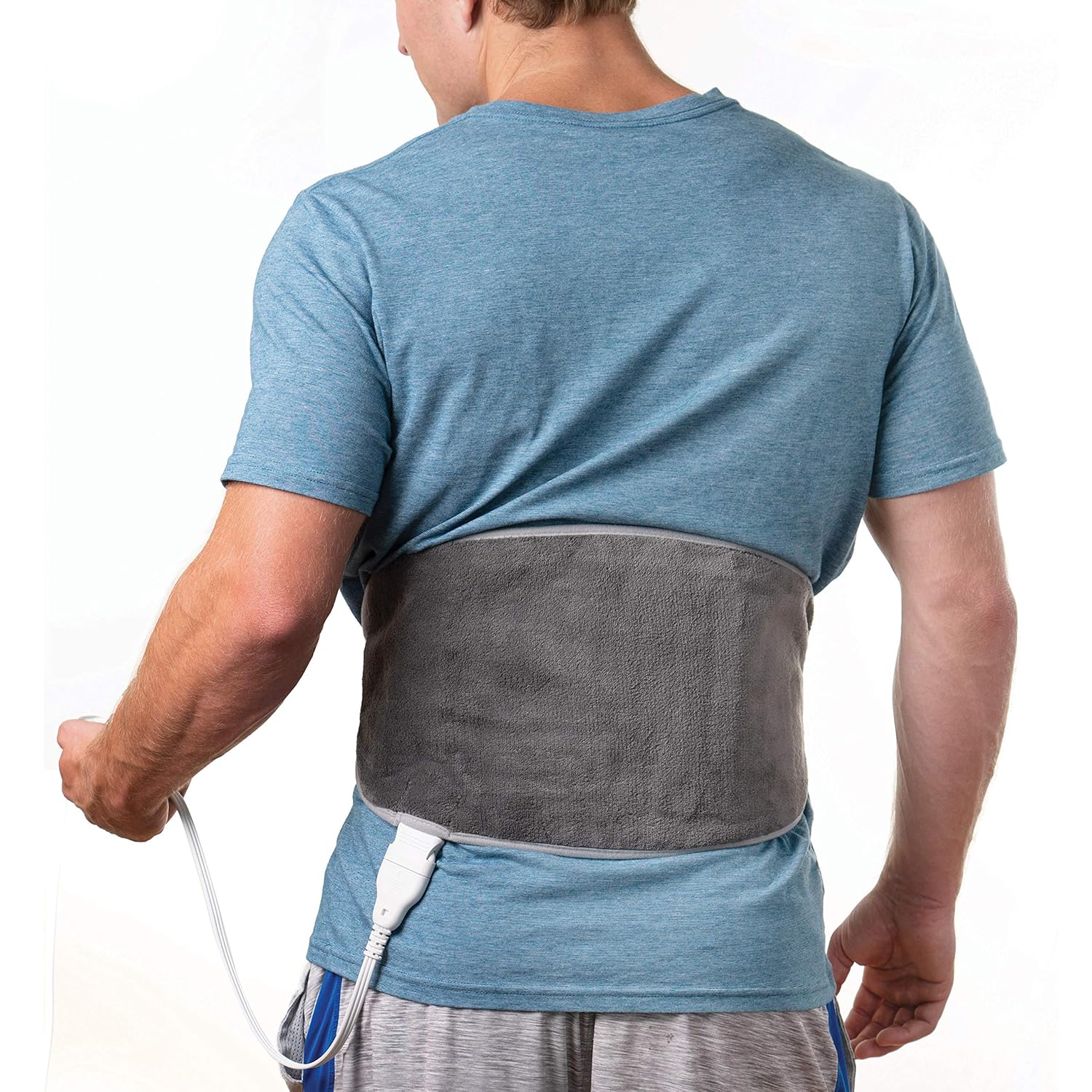 Pure Enrichment PureRelief Lumbar & Abdominal Heat Pad - Fast-Heating Technology with 4 Heat Settings, Adjustable Belt, Hot/Cold Gel Pack & Storage Bag - Ideal for Back Pain & Abdominal Cramps, Gray