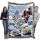 Pure Country Weavers US Marine Corps - Land Sea Air Blanket - Gift Military Tapestry Throw Woven from Cotton - Made in The US