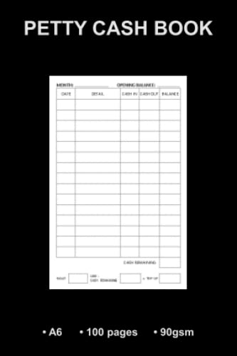 Petty Cash Book A6: Small Petty Cash Log Book, A6 50 Sheets 90gsm ...