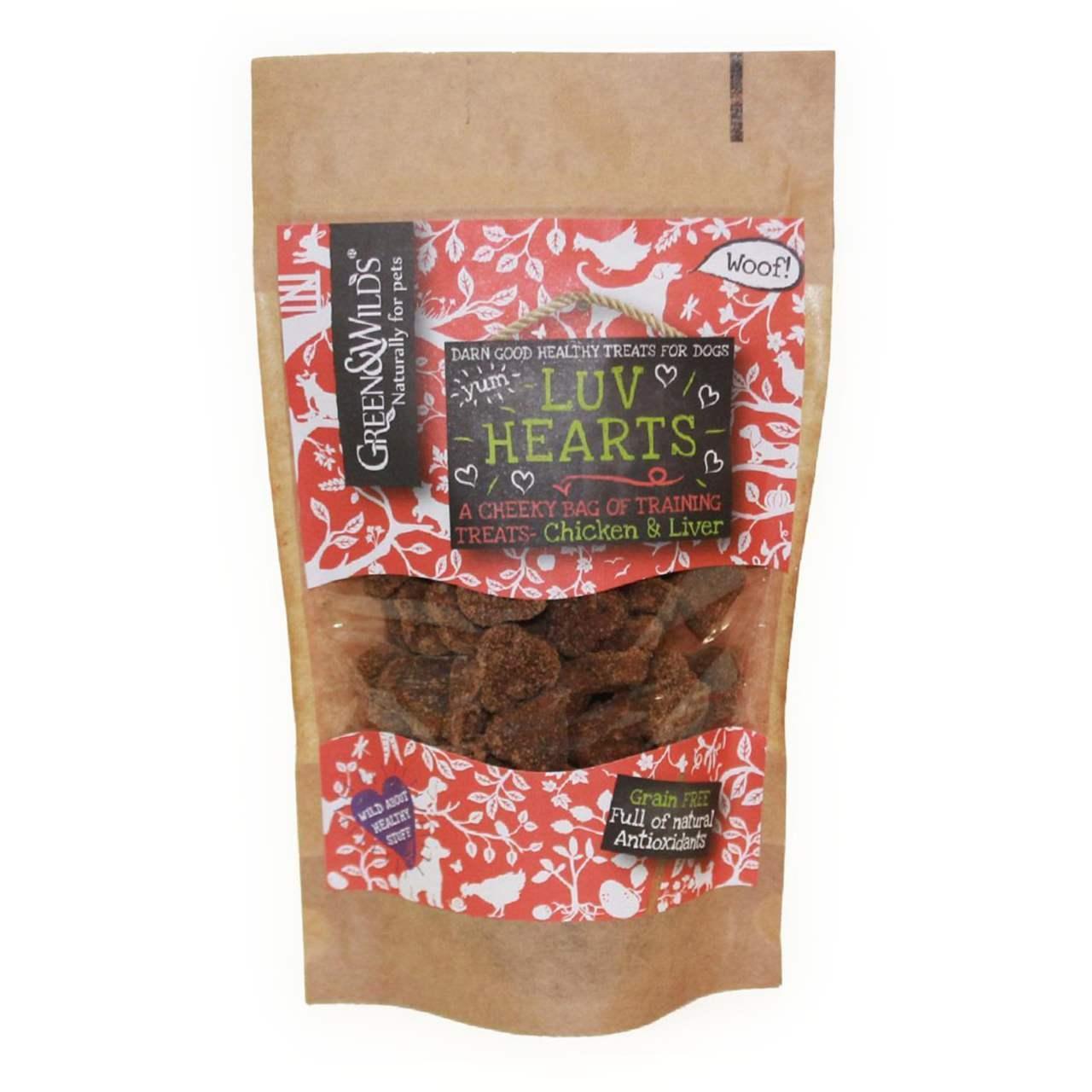 Green & Wild's Luv Hearts Chicken and Liver Grain Free Training Dog Treats