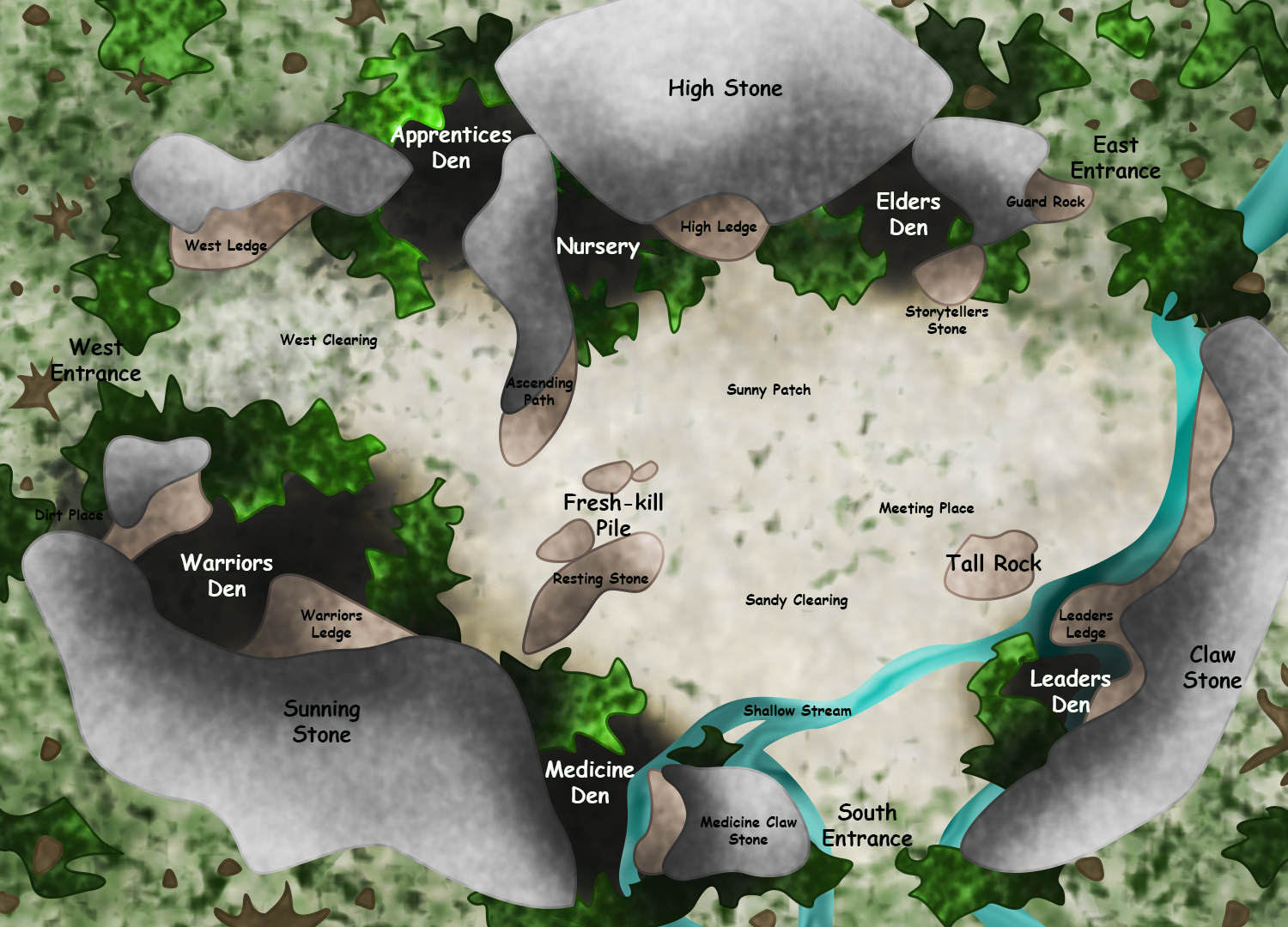 Warrior Cats Thunderclan Camp Map