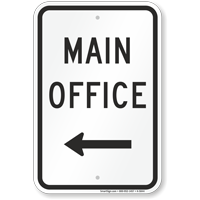 Main Office With Left Arrow Sign