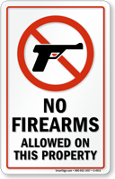 No Firearms Allowed on Property Sign