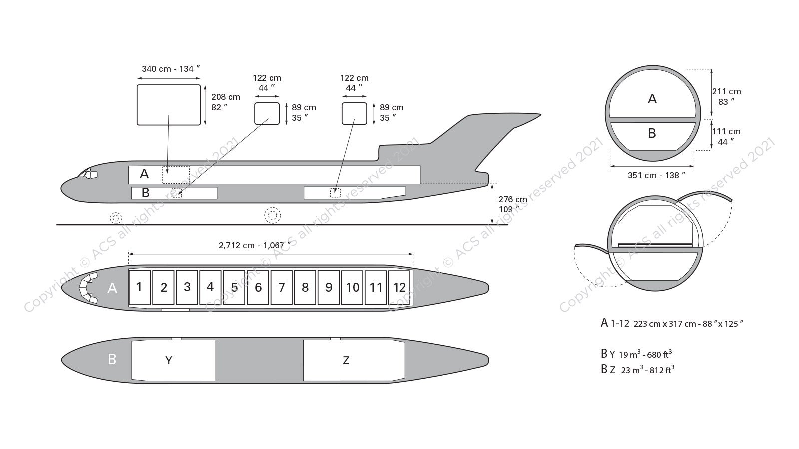 Boeing B727-200F Aircraft Layout