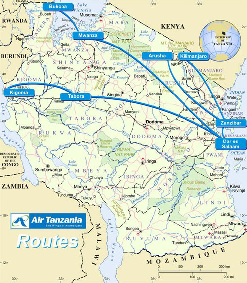 Air Tanzania route map