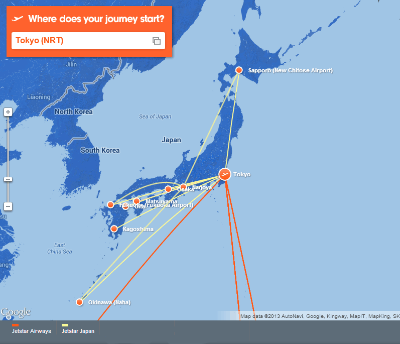 Jetstar Japan route map