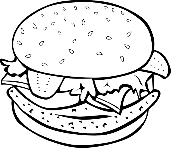 Chicken Burger (b And W) clip art 