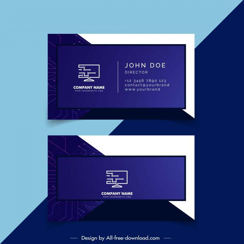 computer business card templates elegant contrast design 