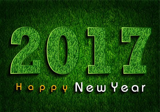 2017 green grass 3d happy new year