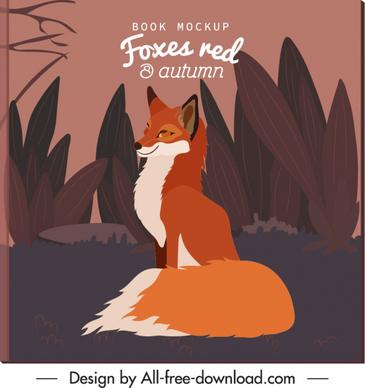 autumn background wild fox sketch retro design