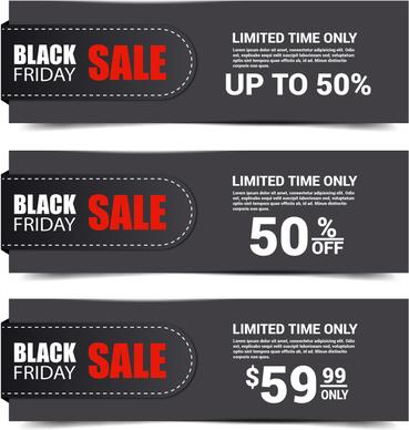 black background sets of black friday banner