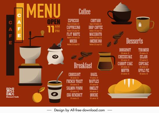 breakfast menu template cafe bread bean cup sketch