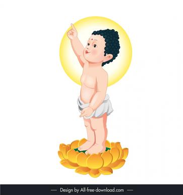 buddha birth design elements cute cartoon kid