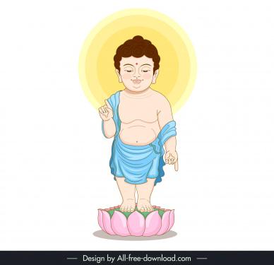 buddha birth design elements cute child cartoon