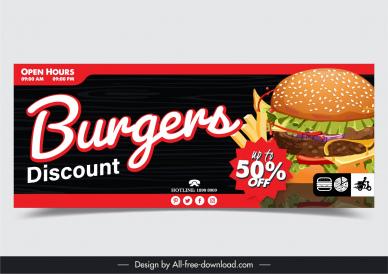 burgers discount banner template elegant design