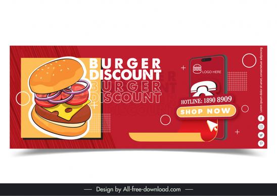 burgers discount banner template flat classic