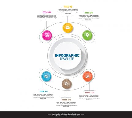 business infographic template elegant circles button  