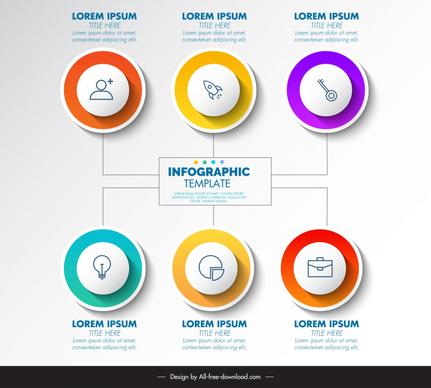 business infographic template elegant symmetric circles buttons layout 