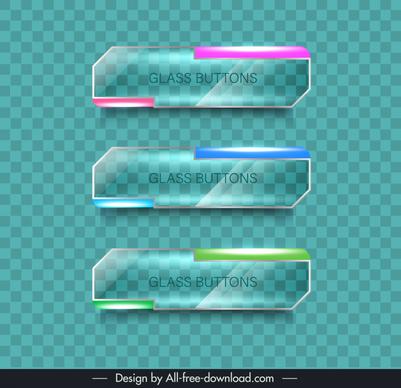  buttons web design elements transparent glass design