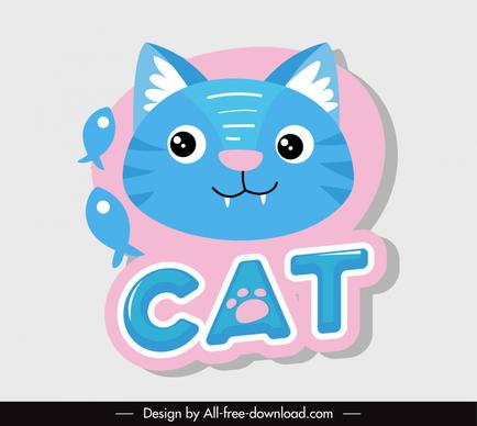 cat animal label template modern flat sketch