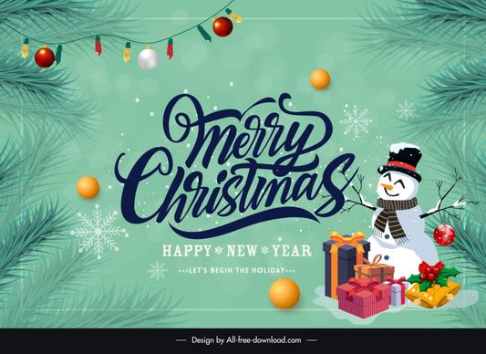 christmas background template cute snowman xmas elements