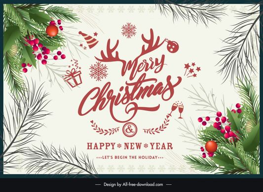 christmas background template elegant leaves xmas elements