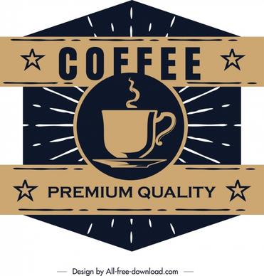 coffee label template dark retro flat polygonal design