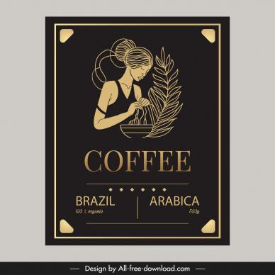  coffee label template dark retro handdrawn